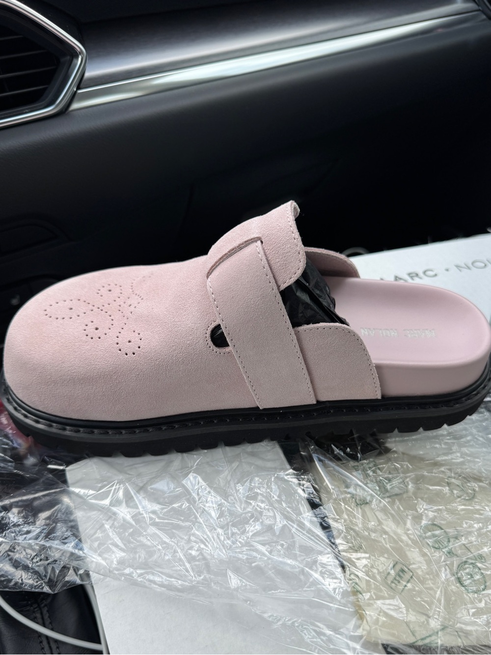 Ms.Shiloh Women’s Pink Suede Adjustable Slip-On Clog
